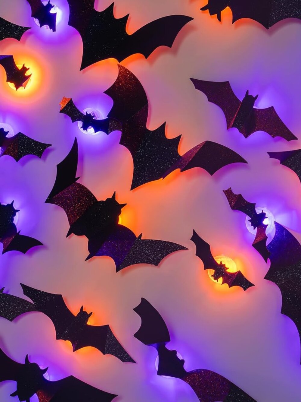 40 PCS Halloween Bats Wall Stickers Decor, Removable PVC Lighted 3D Bats Wall St